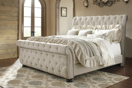 Willenburg Linen Upholstered King Sleigh Bed - Lara Furniture