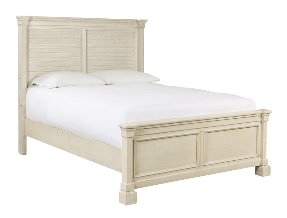 Bolanburg Antique White Queen Louvered Panel Bed - Lara Furniture