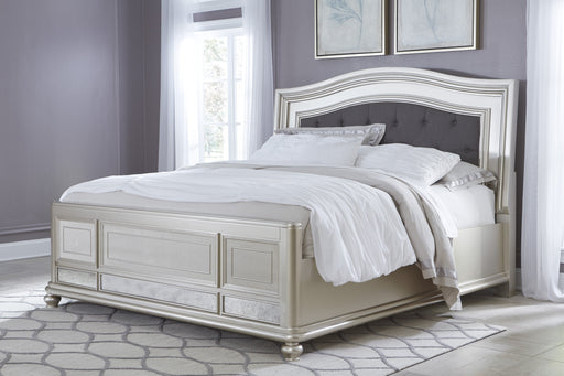 Coralayne Silver Upholstered Queen Panel Bed - Lara Furniture