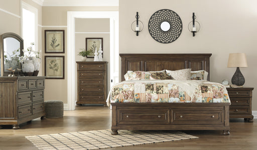 Flynnter Medium Brown Storage Platform Bedroom Set - Lara Furniture
