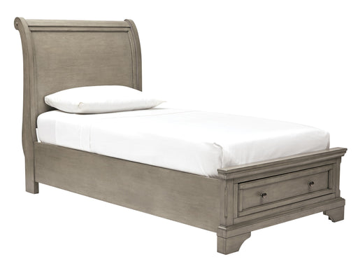 Lettner Light Gray Twin Storage Platform Sleigh Bed - Lara Furniture