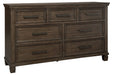 Johurst Grayish Brown Dresser - Lara Furniture