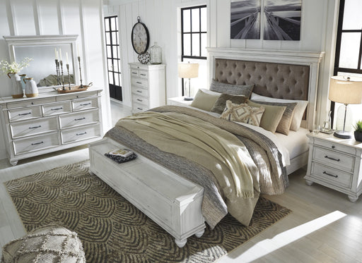 Kanwyn Whitewash Upholstered Storage Bedroom Set - Lara Furniture