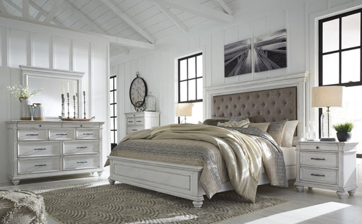 Kanwyn Whitewash Upholstered Panel Bedroom Set - Lara Furniture