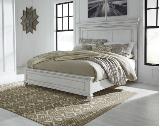 Kanwyn Whitewash King Panel Bed - Lara Furniture