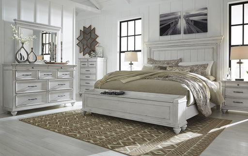 Kanwyn Whitewash King Panel Storage Bed - Lara Furniture