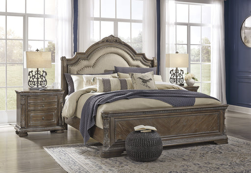 Charmond Brown King Sleigh Bed - Lara Furniture