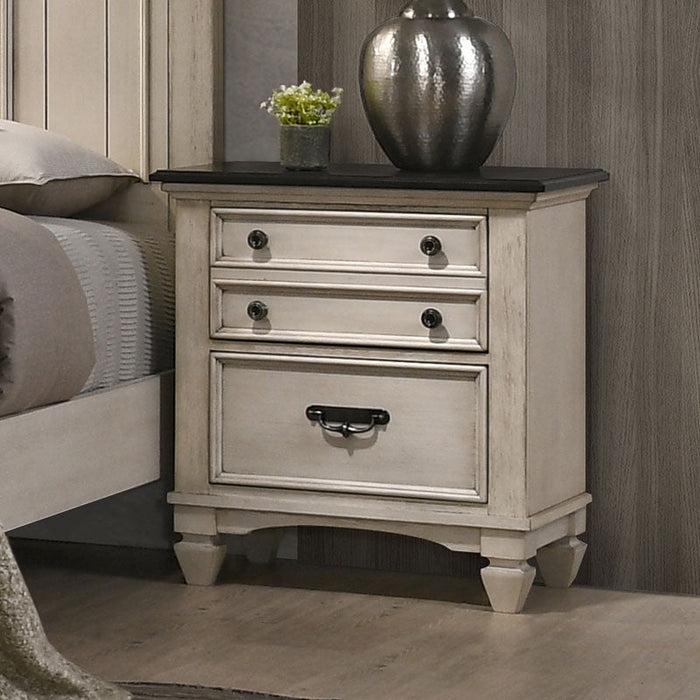 Sawyer Antique White/Brown Nightstand