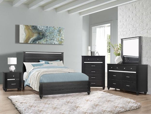 Gaston Black Queen Panel Bed - Lara Furniture