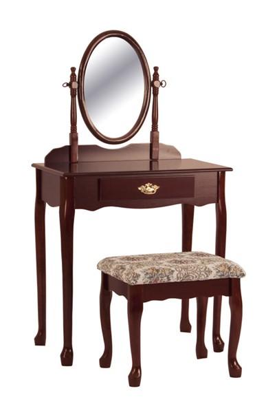 Oval Cherry Vanity Set - Lara Furniture