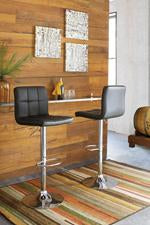 Bellatier Black/Chrome Finish Adjustable Height Bar Stool - Lara Furniture