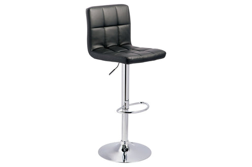 Bellatier Black/Chrome Finish Adjustable Height Bar Stool - Lara Furniture