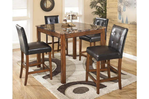 Theo Warm Brown Counter Height Dining Table and Bar Stools (Set of 5) - Lara Furniture