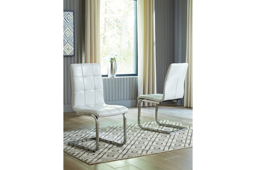 Madanere White/Chrome Finish Dining Chair - Lara Furniture