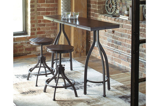 Odium Rustic Brown Counter Height Dining Table and Bar Stools (Set of 3) - Lara Furniture