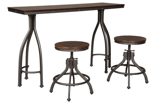 Odium Rustic Brown Counter Height Dining Table and Bar Stools (Set of 3) - Lara Furniture