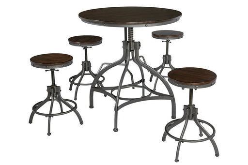 Odium Brown Counter Height Dining Table and Bar Stools (Set of 5) - Lara Furniture