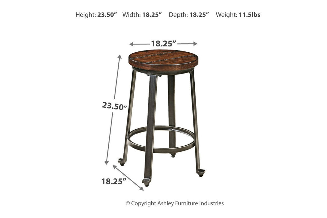 Challiman Rustic Brown Counter Height Bar Stool (Set of 2) - Lara Furniture