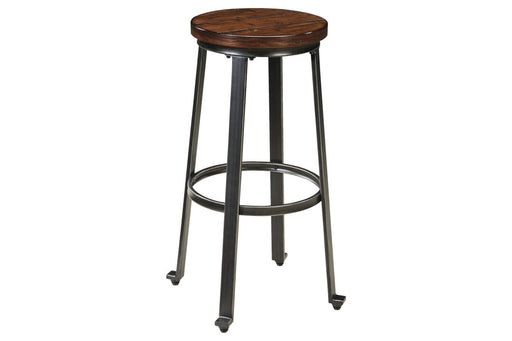 Challiman Rustic Brown Bar Height Bar Stool (Set of 2) - Lara Furniture