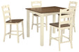 Woodanville Cream/Brown Counter Height Dining Table and Bar Stools (Set of 5) - Lara Furniture