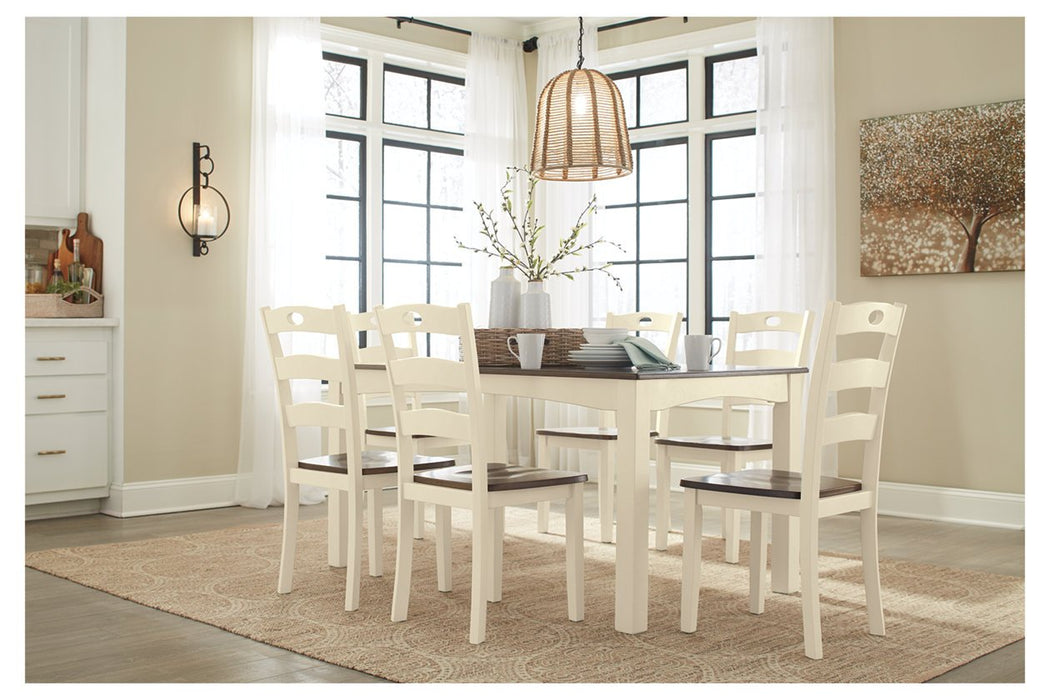 Woodanville Cream/Brown Dining Table and Chairs (Set of 7) - Lara Furniture