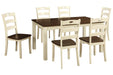 Woodanville Cream/Brown Dining Table and Chairs (Set of 7) - Lara Furniture