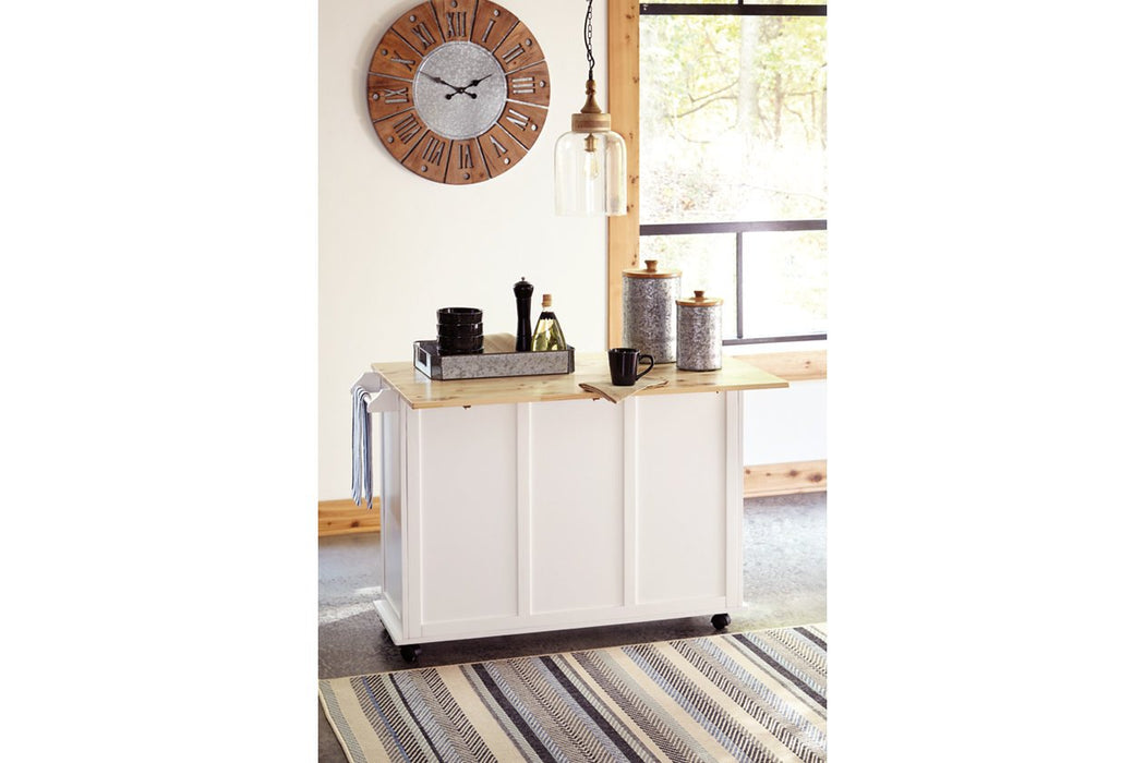 Withurst White/Light Brown Kitchen Cart - Lara Furniture