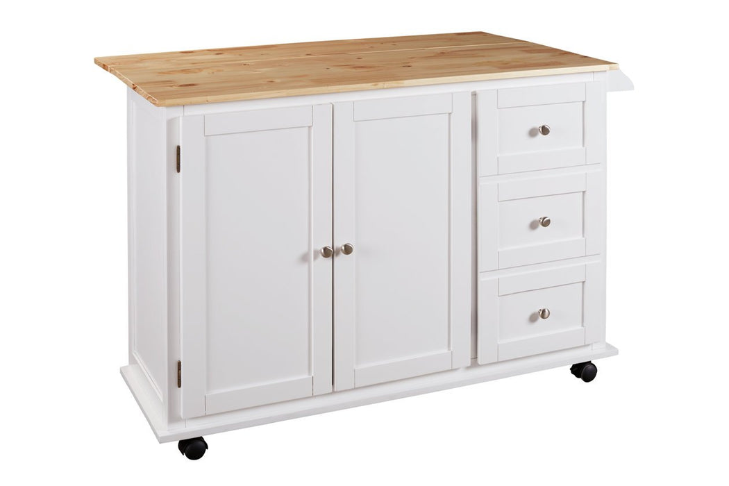 Withurst White/Light Brown Kitchen Cart - Lara Furniture