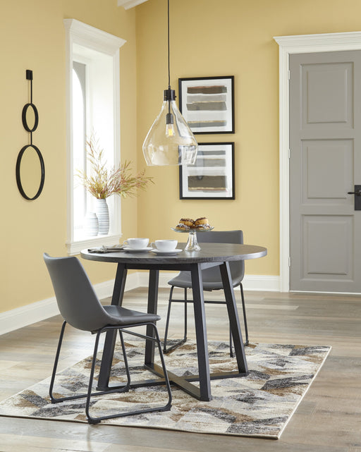 Centiar Gray Round Dining Room Set - Lara Furniture