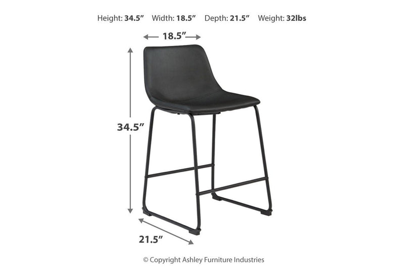 Centiar Black Counter Height Bar Stool (Set of 2) - Lara FurnitureBarstool