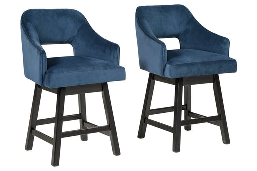 Tallenger Blue/Dark Brown Counter Height Bar Stool (Set of 2) - Lara Furniture