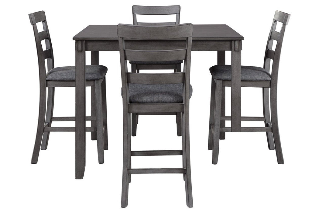 Bridson Gray Counter Height Dining Table and Bar Stools (Set of 5) - Lara Furniture