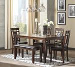 Bennox Brown Dining Table and Chairs with Bench (Set of 6) - Lara Furniture