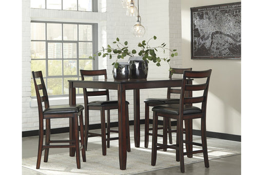 Coviar Brown Counter Height Dining Table and Bar Stools (Set of 5) - Lara Furniture
