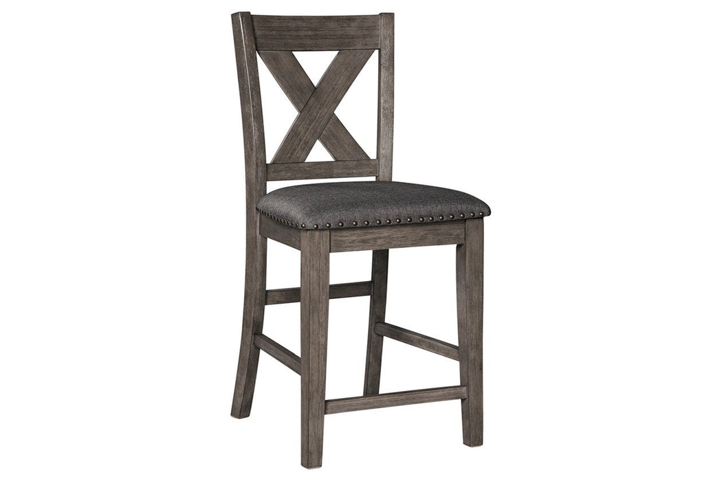 Caitbrook Gray Counter Height Upholstered Bar Stool (Set of 2) - Lara Furniture