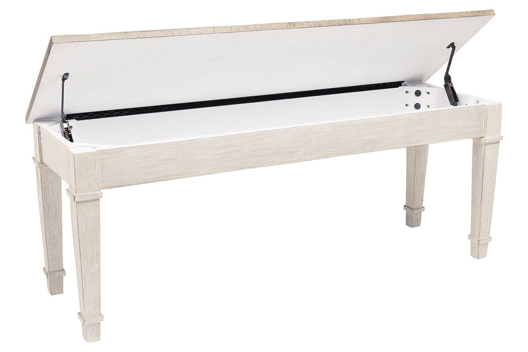 Skempton White/Light Brown Storage Bench - Lara Furniture