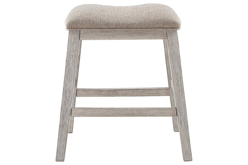 Skempton White/Light Brown Counter Height Bar Stool (Set of 2) - Lara FurnitureBarstool