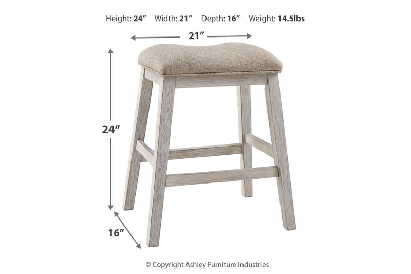 Skempton White/Light Brown Counter Height Bar Stool (Set of 2) - Lara FurnitureBarstool