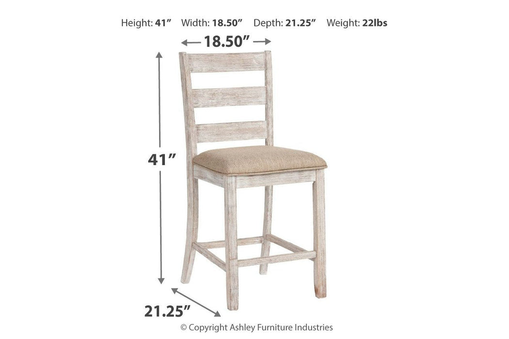 Skempton White/Light Brown Counter Height Bar Stool (Set of 2) - Lara Furniture