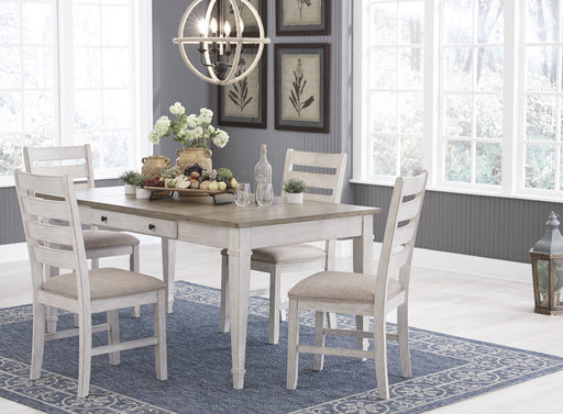 Skempton White-Light Brown Dining Room Set - Lara Furniture