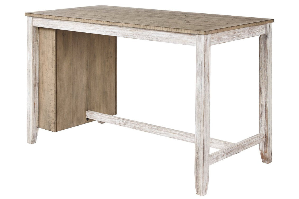 Skempton White/Light Brown Counter Height Dining Table - Lara Furniture