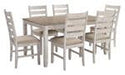 Skempton White/Light Brown Dining Table and Chairs (Set of 7) - Lara Furniture