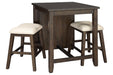 Rokane Light Brown Counter Height Dining Table and Bar Stools (Set of 3) - Lara Furniture