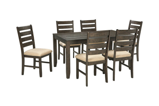 Rokane Brown Dining Table and Chairs (Set of 7) - Lara Furniture