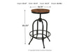 Pinnadel Light Brown Bar Height Bar Stool (Set of 2) - Lara Furniture