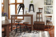 Pinnadel Light Brown Bar Height Bar Stool (Set of 2) - Lara Furniture