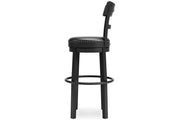 Valebeck Black Bar Height Bar Stool - Lara FurnitureBarstool