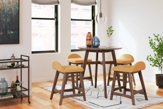 Lyncott Round Dining  Table with Counter Height Bar Stools( Table + 4Bar stools)