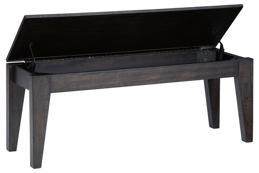 Trishcott Dark Brown Dining Storage Bench - Lara Furniture