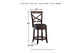 Porter Rustic Brown Counter Height Bar Stool (Set of 2) - Lara Furniture